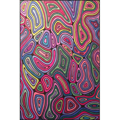 Pink Multicolor Modern Patterned Woven Base Decorative Machine Washable Rug