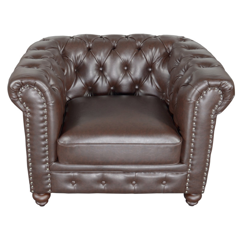 Fauteuil Chesterfield Dayzia, Brun foncé