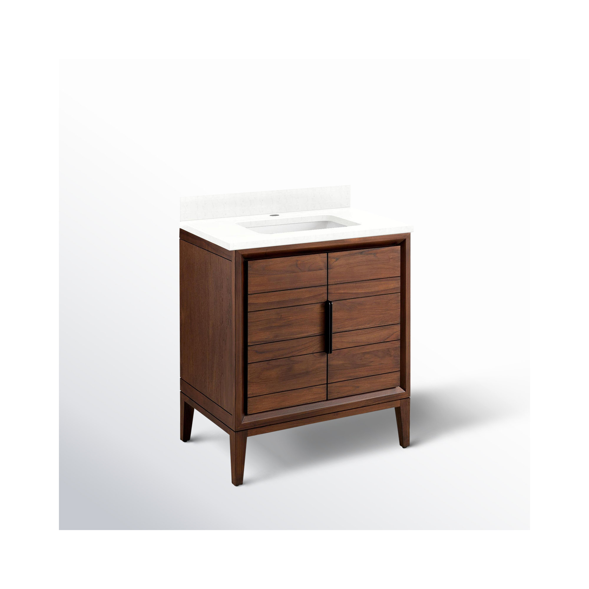 30" Aliso Single Bathroom Vanity Set with Rectangular Undermount Sink, Java, Single-Hole Centered, Feathered White Quartz
