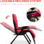 Fauteuil Red Zero Gravity, inclinable et pliable avec coussin et support latéral, capacité de 264 lb, table rembourrée pour l'intérieur et l'extérieur