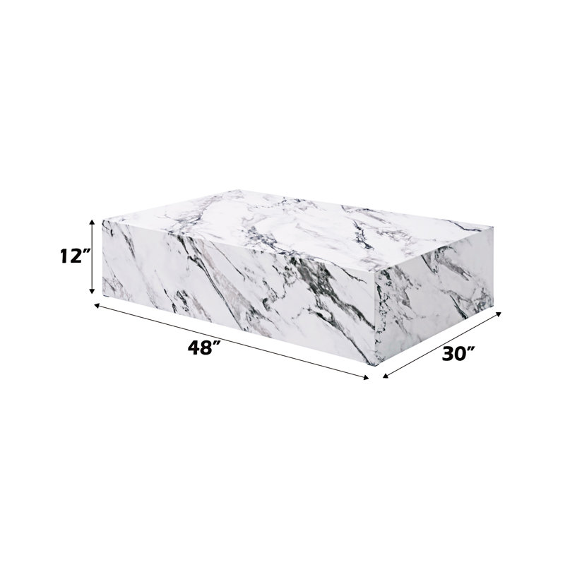 Fritzy Rectangular Coffee Table In White Engineered Stone