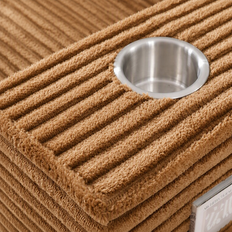 Canapé modulaire de 95 pouces avec méridienne en L et conception sans os, Left Hand Facing, Grey Corduroy