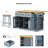 53inch Large Kitchen Island with 2 Bar Stools,Power Outlet,Door Internal Storage Rack,Kitchen Storage Cart on 5 Wheels with Drop Leaf,5 Open Side Racks,3 Drawers,Grey Blue (Three Packages)-1624118235