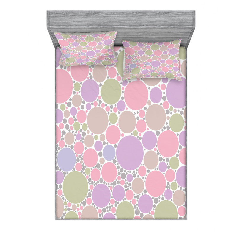 Microfiber Polka Dots Sheet Set, Full Sheet Set with Fitted Sheet