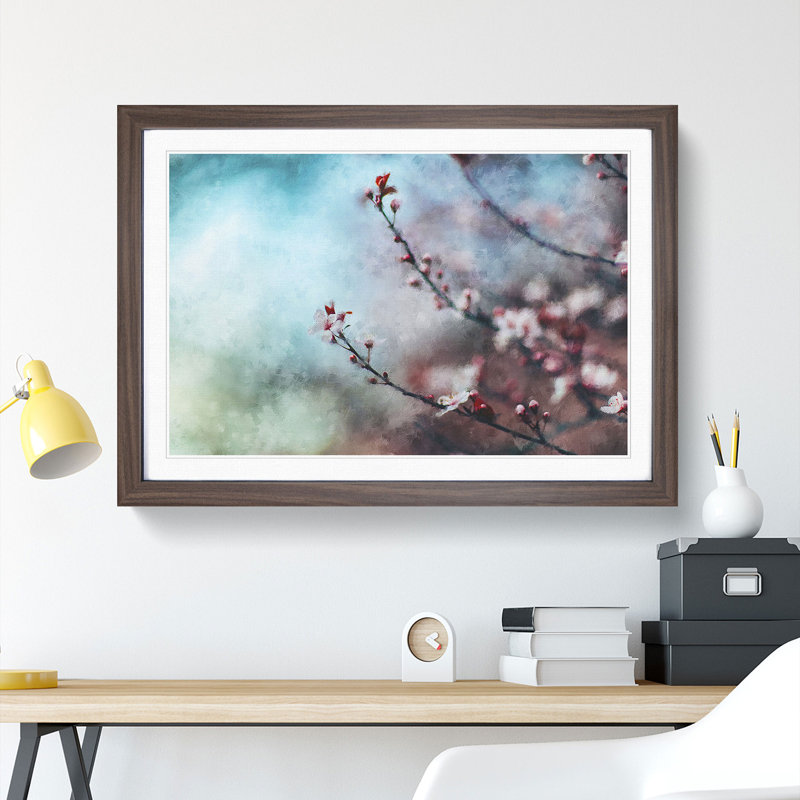 Pale Pink Cherry Blossom Tree - Framed Print, 27cm H x 36cm W x 2cm D, Walnut Framed