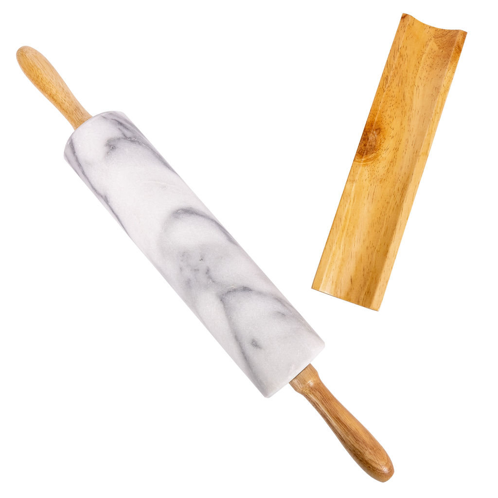 Rolling Pin with Handles, Matte White