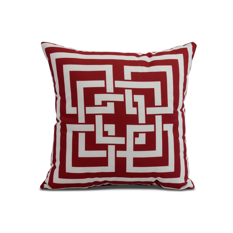 Nantucket Geometric Reversible Throw Pillow, Red, 16" x 16"