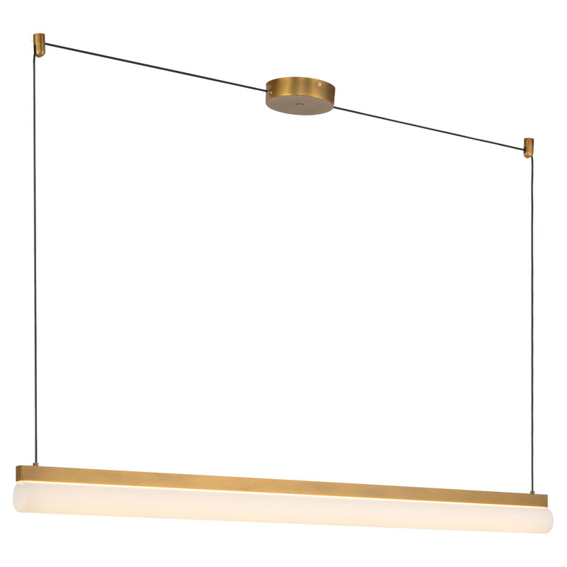 Nio 45-in Black dimmable LED Linear Pendant, Antique Brass