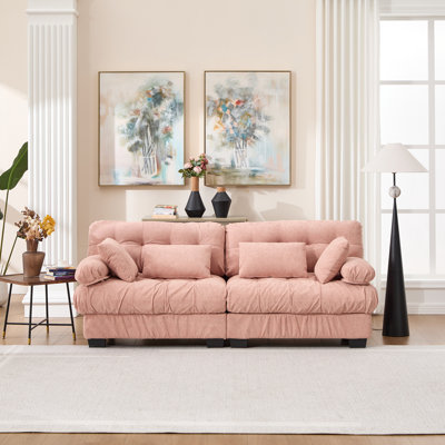 Cloud Couch Modular Sectional Sofa, Modern Loveseat Sectional Couches for Living Room,Deep Seat Modular Couch with Armrests Pillows,Comfy advanced flannelette Sofa for Bedroom(4pillow)