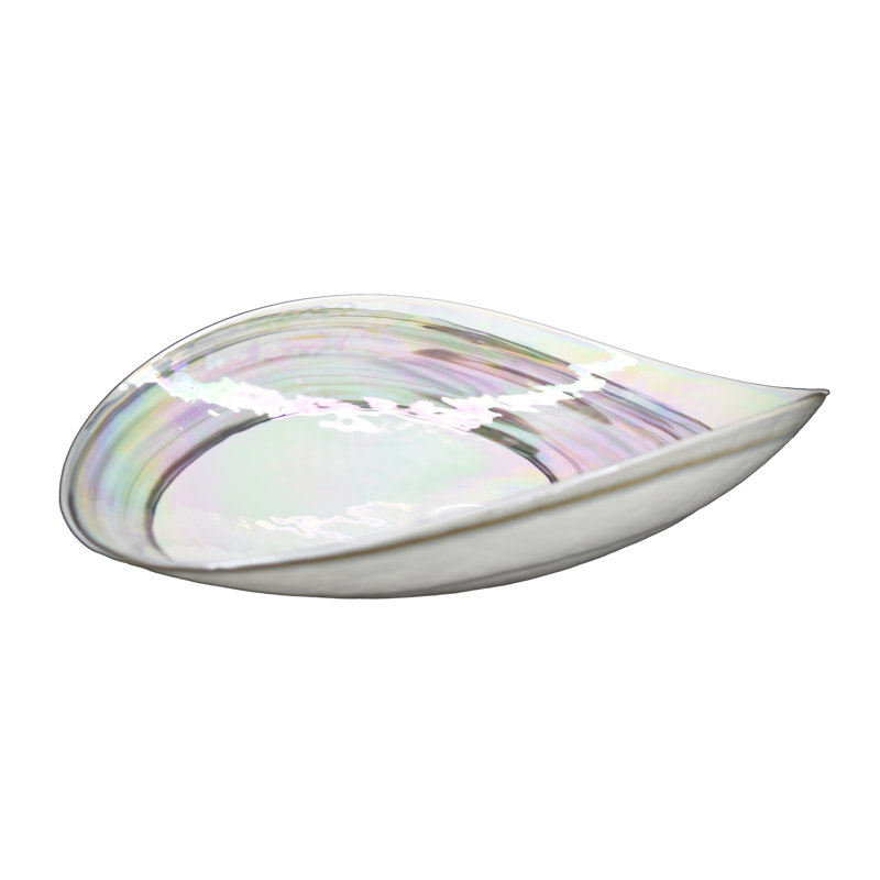 Murano Glass Oval Vessel Bathroom Sink, Abalone