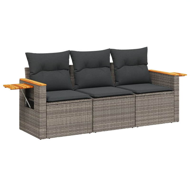  Ensemble de canapé de jardin gris, gris foncé, Gris, Gris foncé