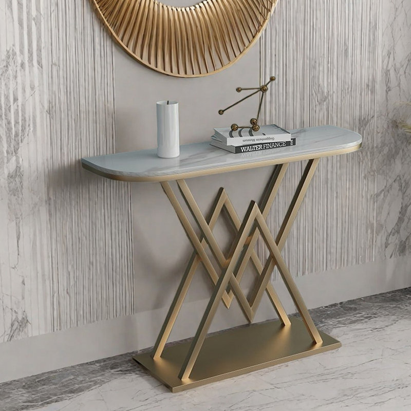 Table d'entrée de luxe moderne, H 31,5 po x l 39,4 po x P 11,8 po, Doré