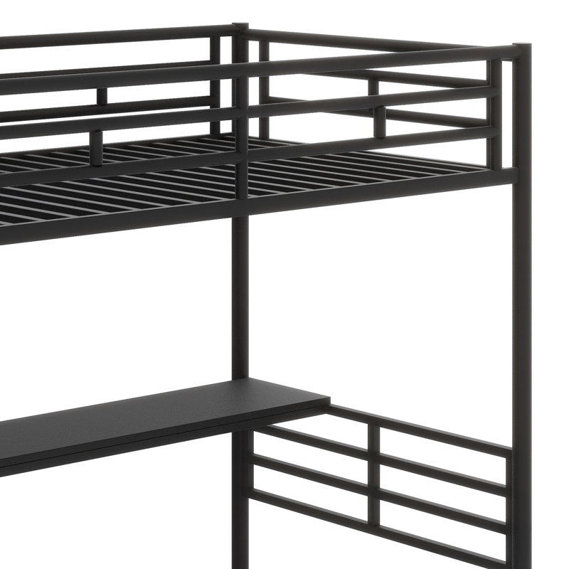 Structure de lit mezzanine en métal avec bureau et escalier