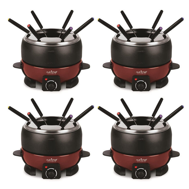 Fondant à fondue au chocolat avec 6 fourchettes (lot de 4) NutriChef