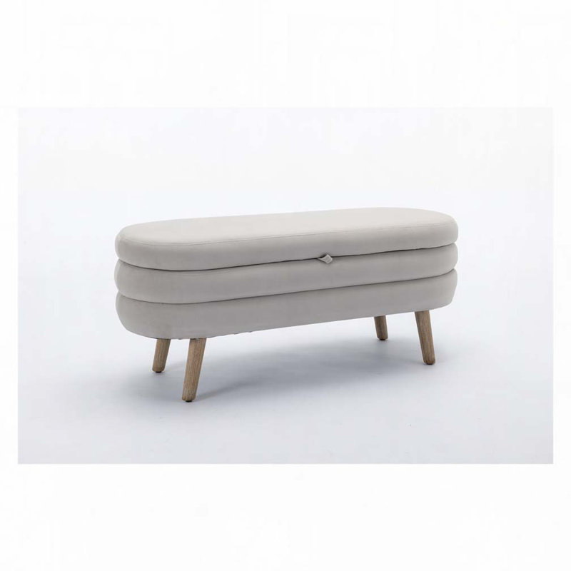 Noelany Upholstered Storage Bench, Light Gray Velvet