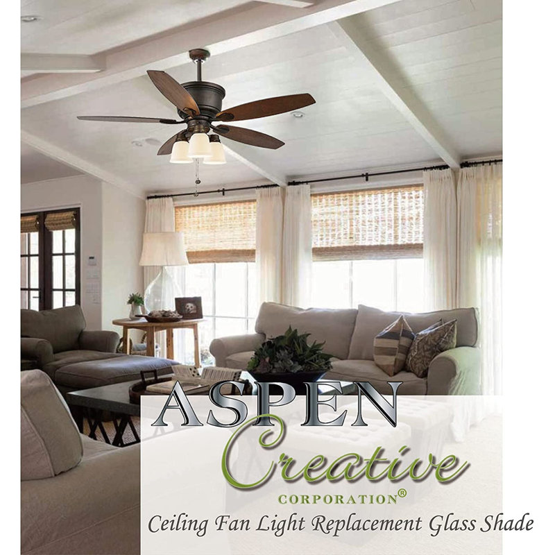 Clear Frosted Glass Bell Ceiling Fan Replacement Shades, Set of 4