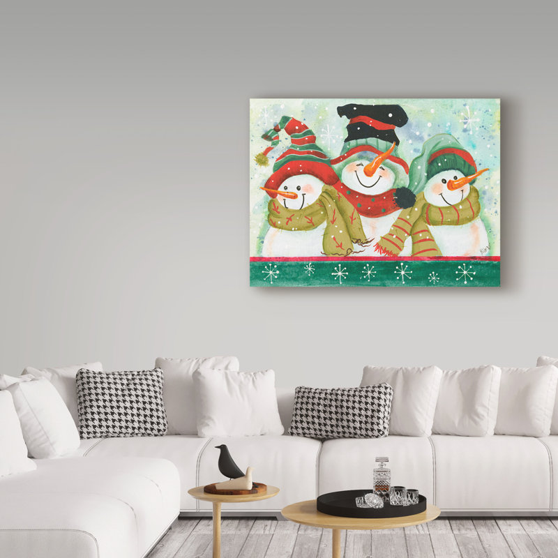 «Snowmen With Scarfs», art sur toile, H 14 po x l 19 po x P 2 po