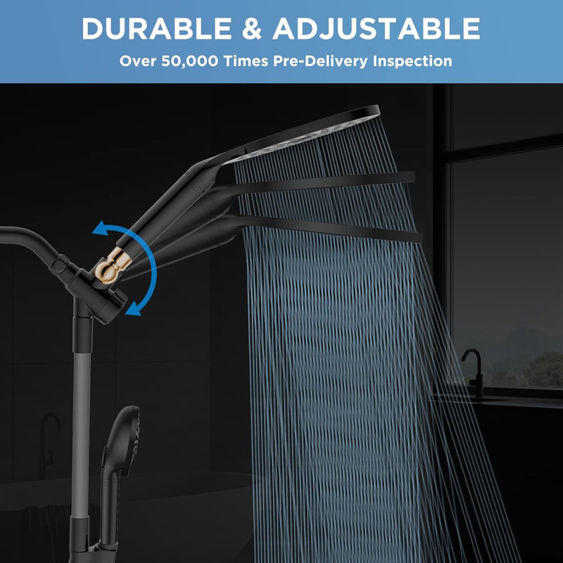 Dual Filtered Rain Shower Head Combo, Matte Black