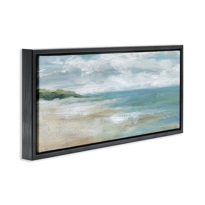 Summer Beach Oasis, Jet Black Floater Frame, 11" H x 25" W