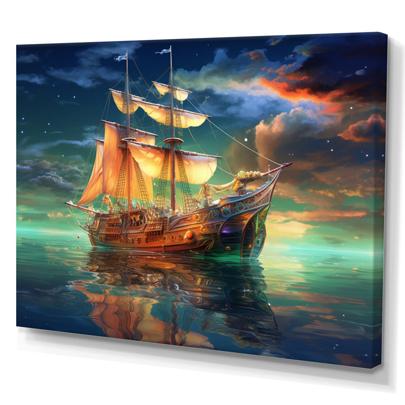 «Boat Magical Waters II», reproduction d'art sur toile, 16" H x 32" W, Toile tendue
