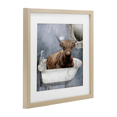Le Bain Bleu Cattle Framed Print Under Glass, design by Sophie 6