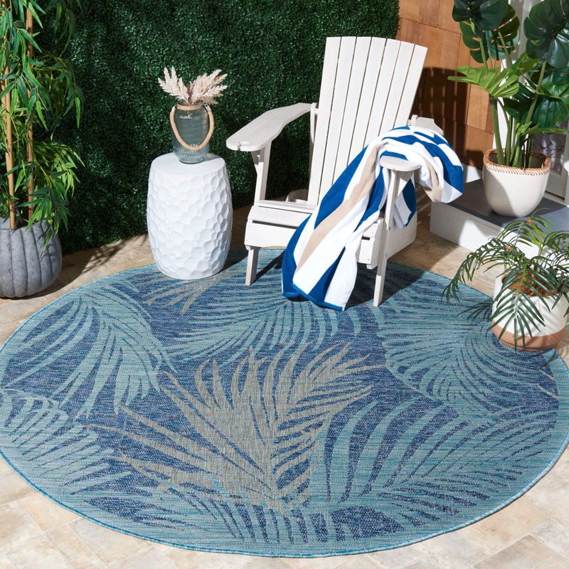 Tapis d'intérieur / extérieur tissé à la machine Lon, Rond 6 pi 7 po