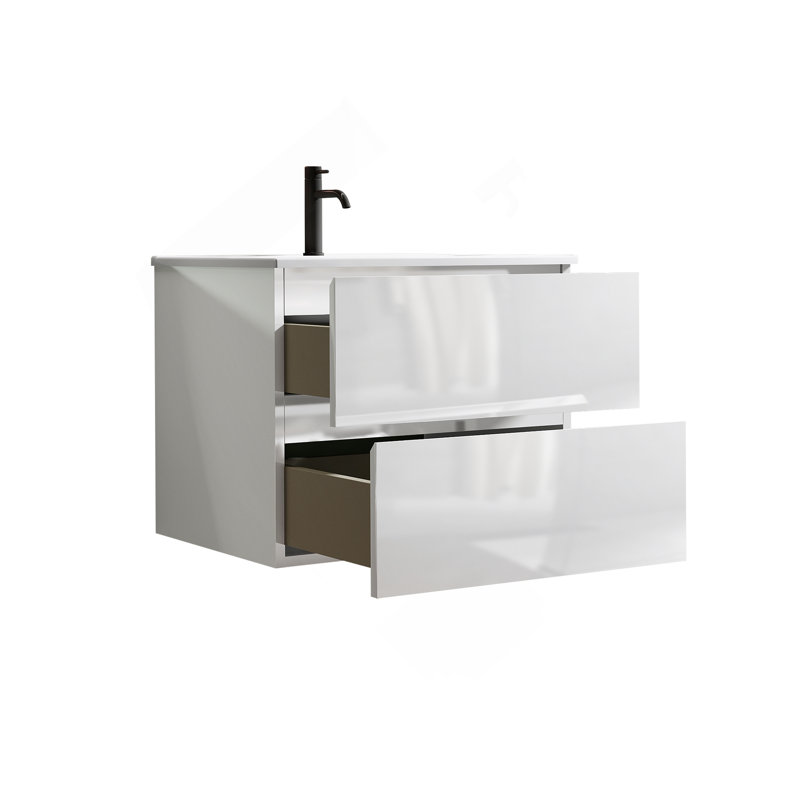 Meuble-lavabo mural 24 po avec lavabo mural, Blanc