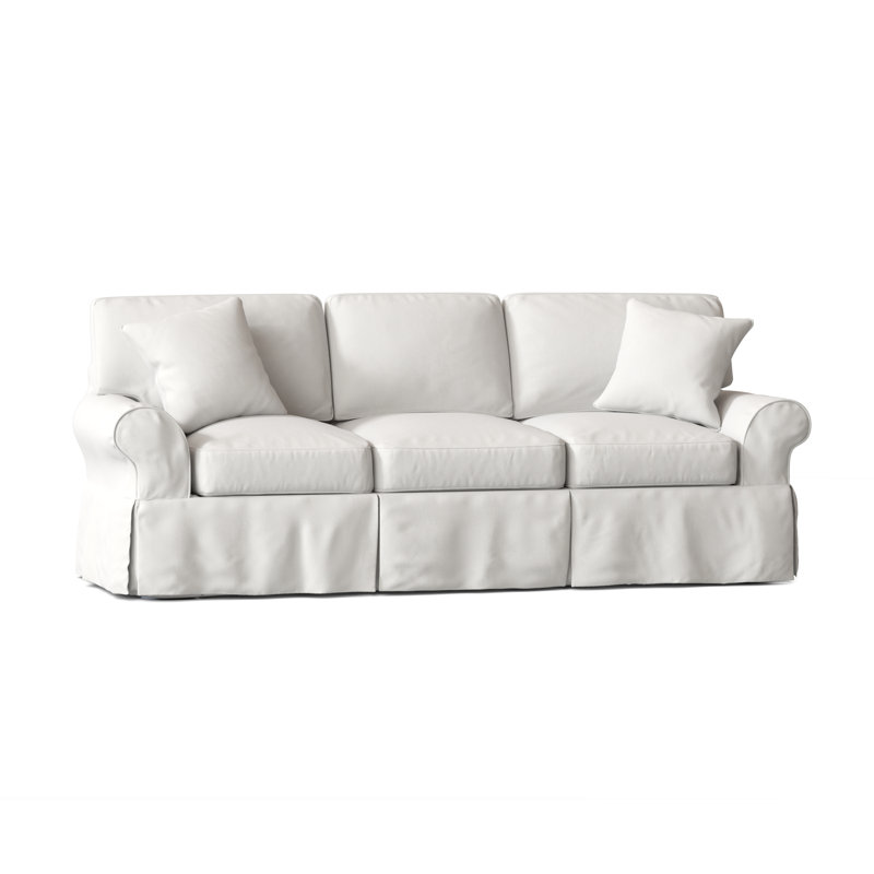 Casey 88" Rolled Arm Slipcovered Sofa Bed, Ida White