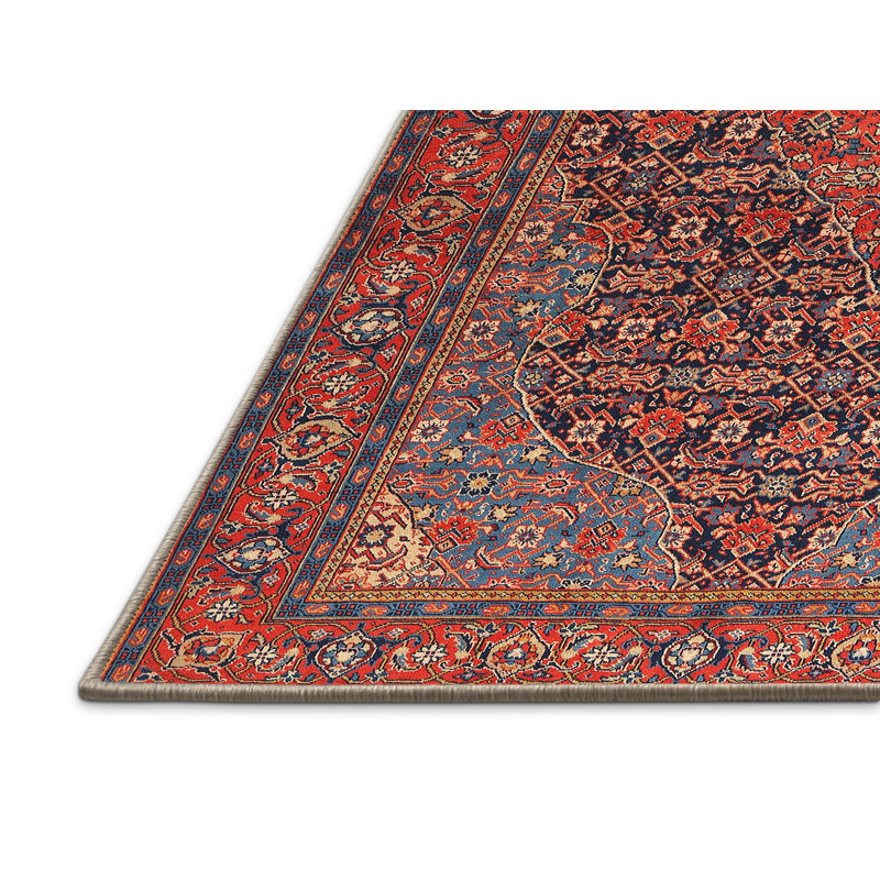 Tapis oriental rouge / brun / bleu, Rectangle 5 pi x 7 pi
