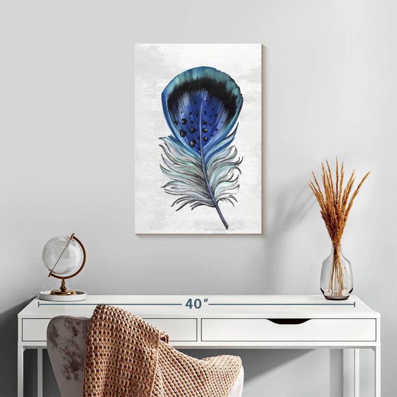 Plumes indigo Kerner II, H 24 po x l 16 po