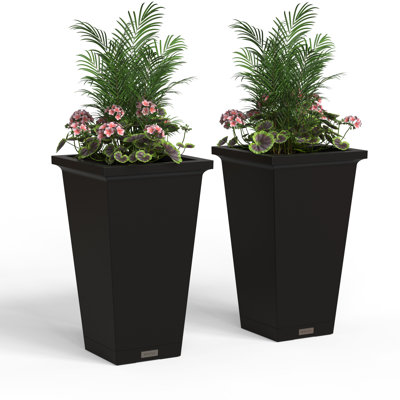 Grand pot à fleurs 24 po avec bac de ramassage amovible et bac d'égouttement Mayne Evolve (paquet de 2)