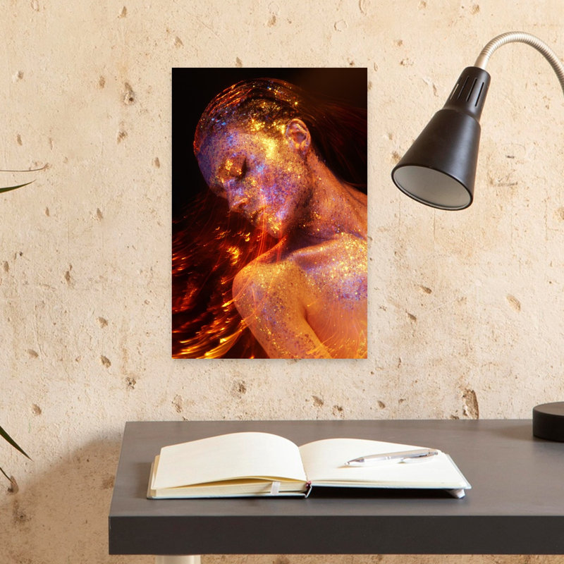 Art mural contemporain abstrait soleil, H 18 po x l 12 po