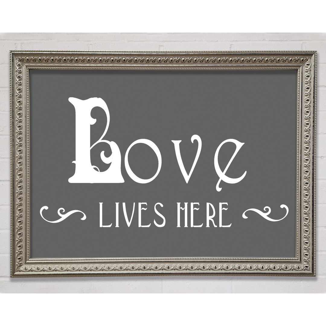 Vanleer Love Quote Love Lives Here Vines Beige Framed Print Wall Art