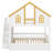 House Bunk Bed with Roof, Window, Door, Storage Staircase & Trundle Bed-1908117891