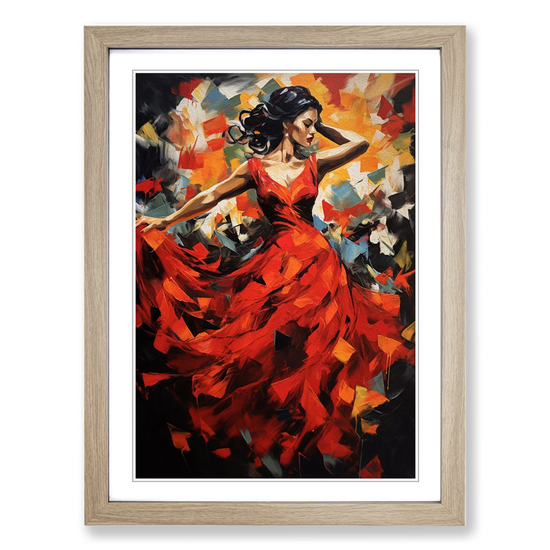 Flamenco dancer Dadaism - Framed Print, Oak Framed, 64cm H x 46cm W