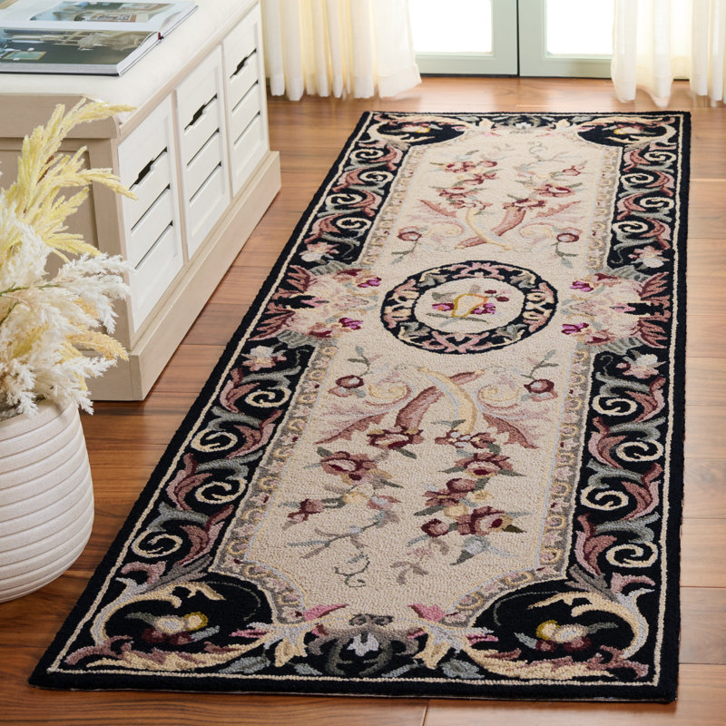 Tapis oriental en laine crocheté à la main Caleb, Tapis de couloir 2 pi 6 po x 8 pi