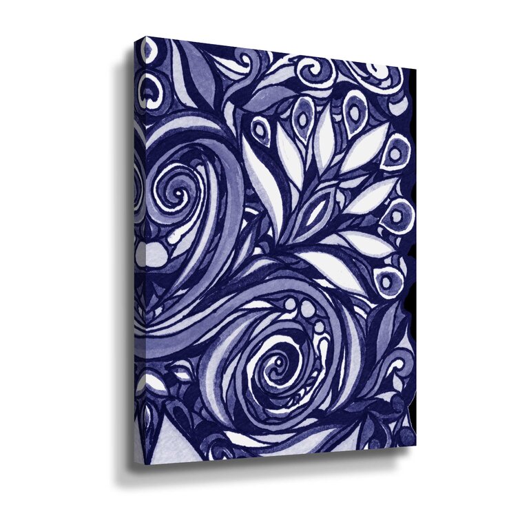 Purple Watercolor flowers with stripes pattern - home decor and