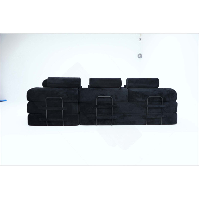 Canapé modulaire en L Boneless, Noir