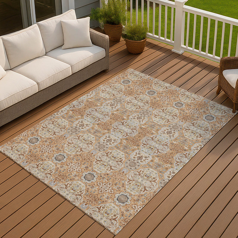 Tapis lavable à la machine intérieur / extérieur ACN2483, Cuivre, 5 pi x 7 pi 6 po