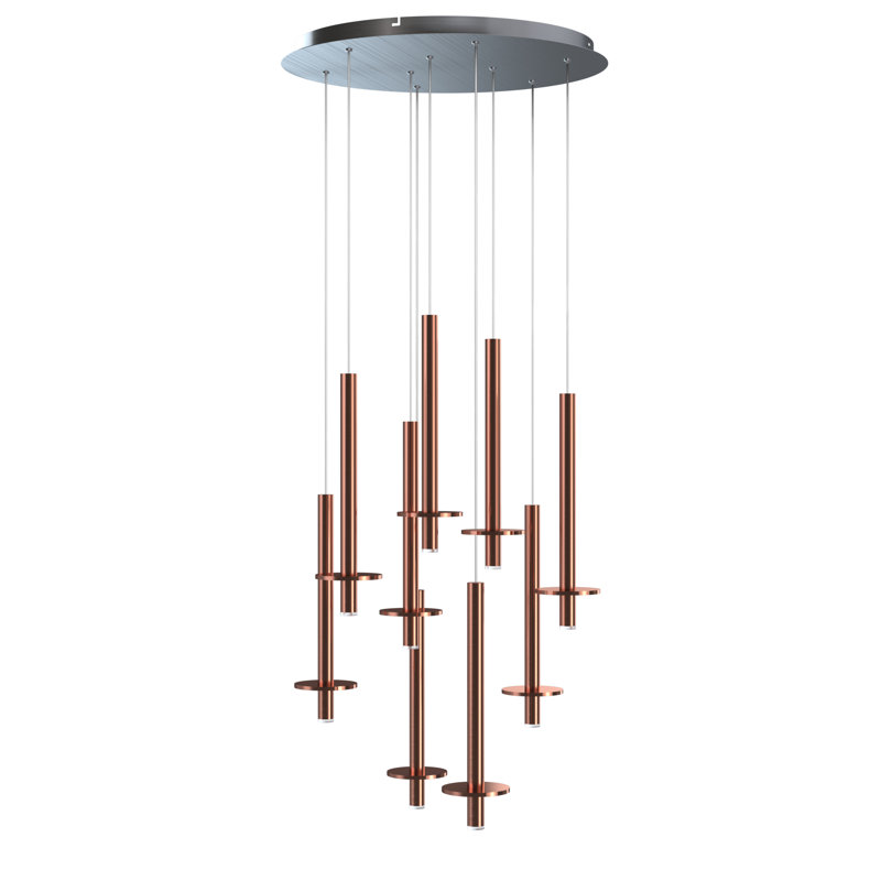 Luminaire suspendu géométrique Zakaryan, Cuivre, 9 lumières