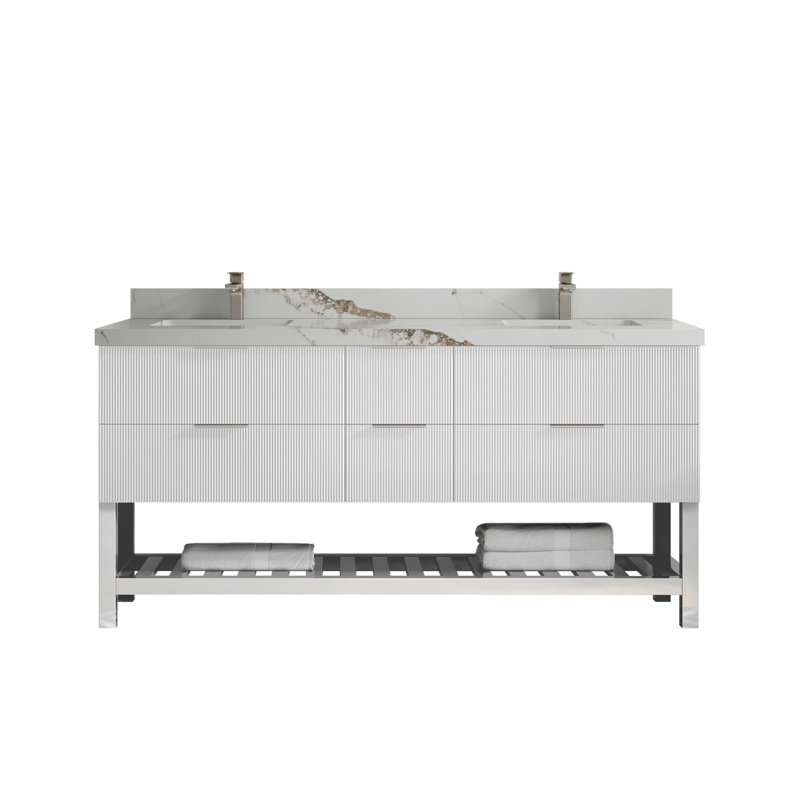 Meuble-lavabo double 72 po avec plateau Catalina