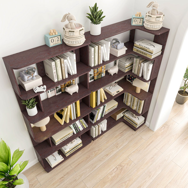 Bibliothèque d'angle peu encombrante de 90 cm + bibliothèque extensible de 80 cm, ensemble de 2 tablettes, meubles combinés et assortis