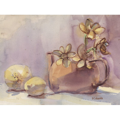 Tedarius Flower & Lemon Still Life by Stephen Calcasola - Wrapped Canvas Print