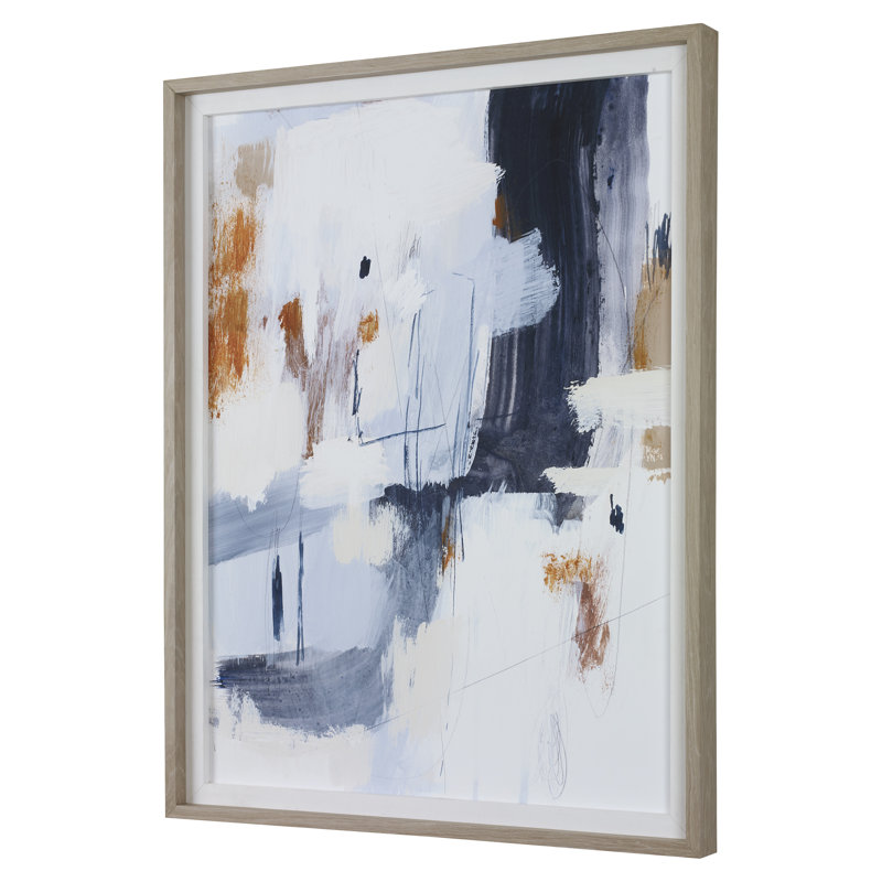 Large Abstract Print with Natural Pine Frame
