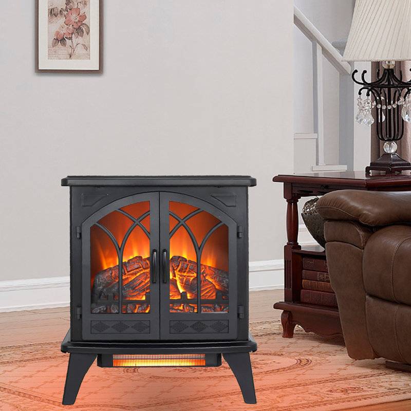 24" 3D Flame Electric Infrared Quartz Fireplace Stove with Remote