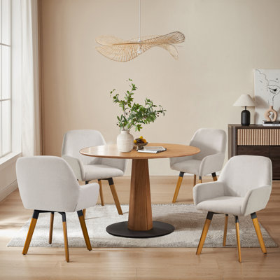 Aroya Linen Swivel Dining Armchair(Set of 4)