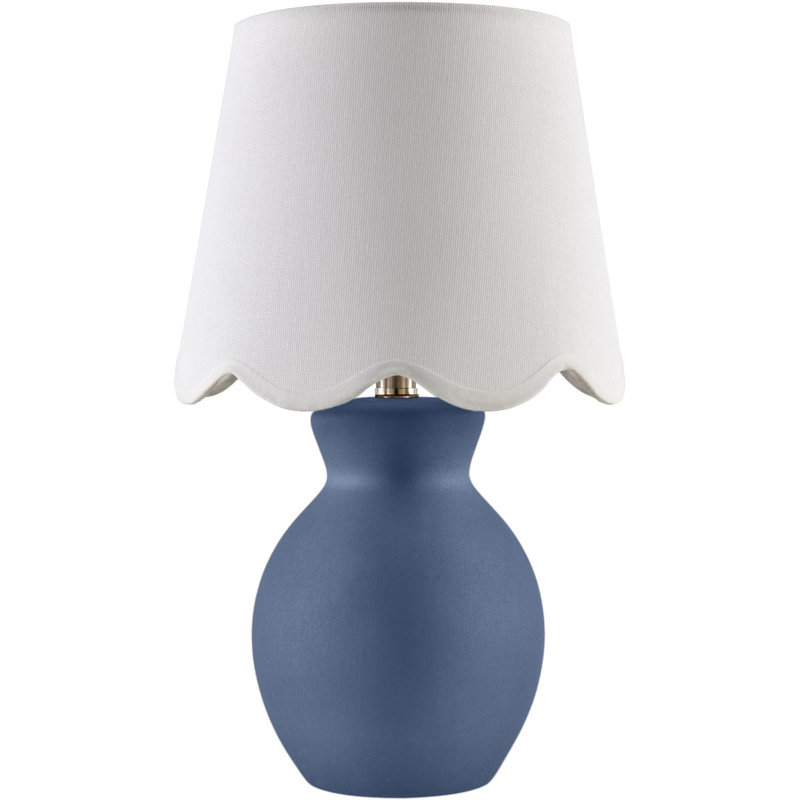 Momsen Scallop Shade Matte Lamp, White, 15"H x 8"W x 8"D, Blue