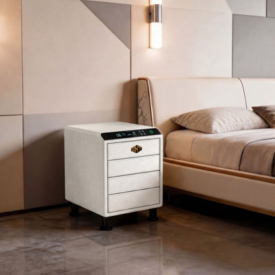Coffre en cuir de luxe avec empreintes digitales et contrôle des applications, boîte de sécurité biométrique WiFi / Bluetooth avec lumière DEL, affichage de la température / humidité pour la chambre à coucher, le placard et le bureau