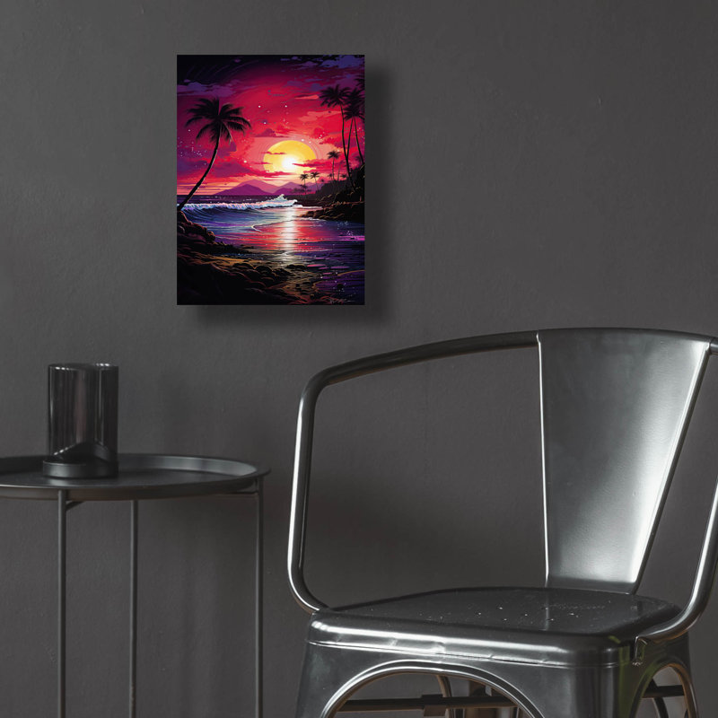 Art mural en verre tropical "Sunset" 2 "par Momart, H 16 po x l 12 po x P 0,13 po