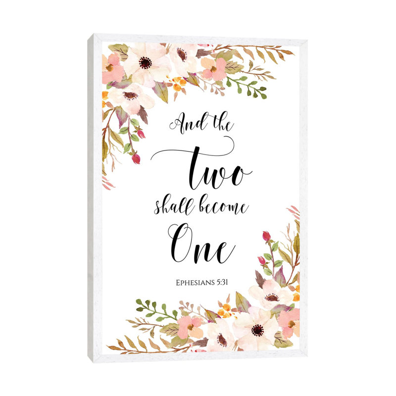 And The Two Shall Become One, Ephesians 5:31 - Print on Canvas, 101.6 cm H x 66.04 cm W, White Framed